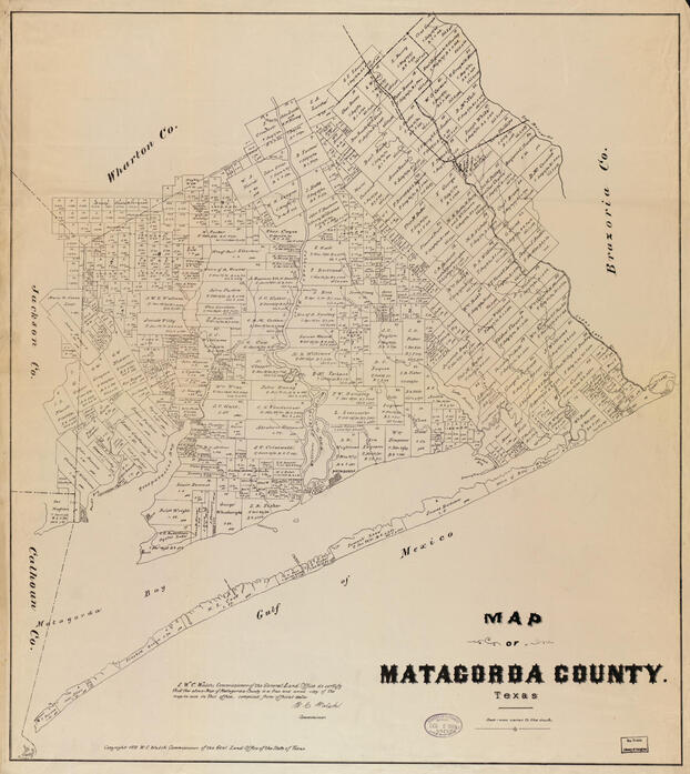 1879 Map of Matagorda County, Texas.