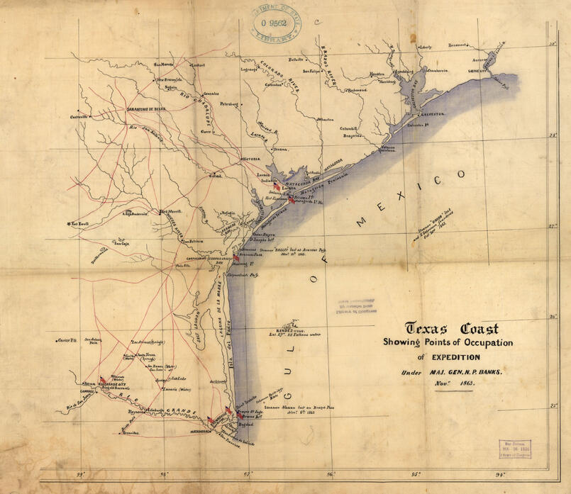 1863: Showing Points of Texas Coastal Occupation Under Maj. Gen N.P. BANKS