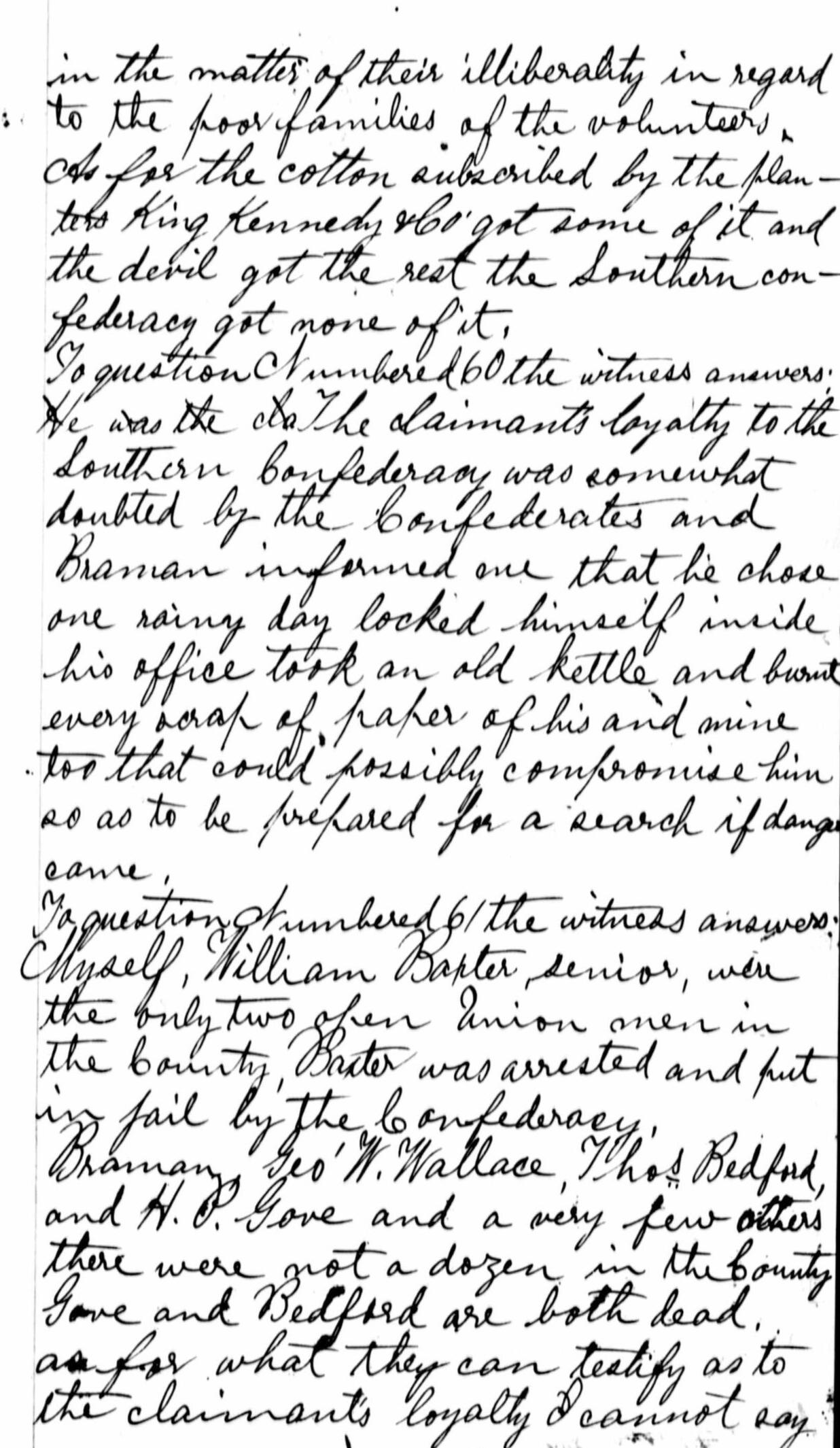 William Baxter Anti Confederate views.