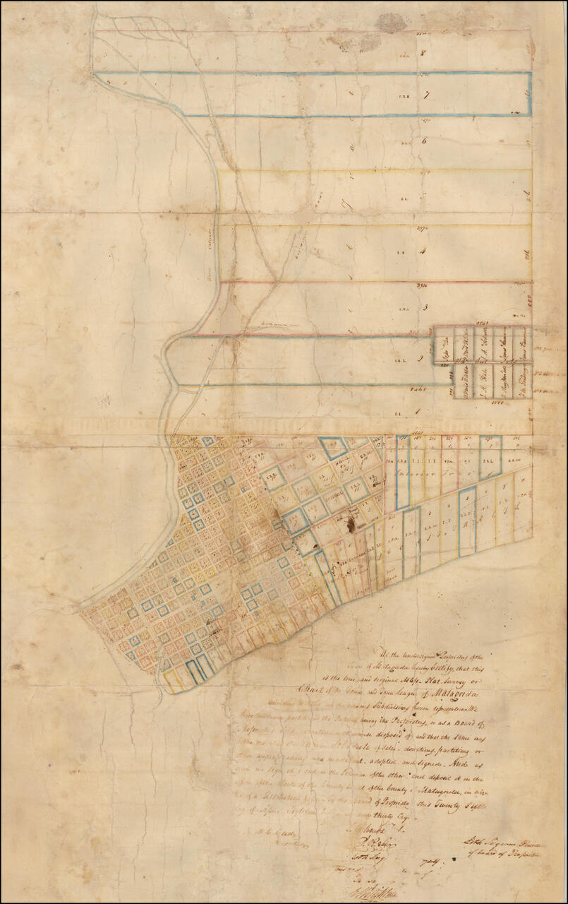 1838 Plat - Survey of the Town of Matagorda, Texas